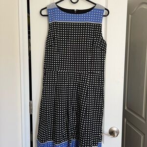 Talbots Blue and Black Geometric Dress